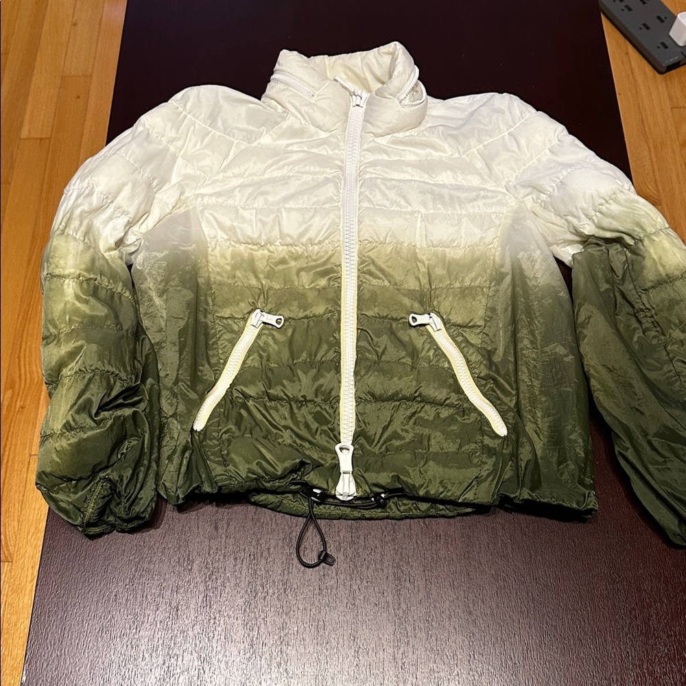 Moncler Women's Olive and Cream Gradient Puffer Jacket